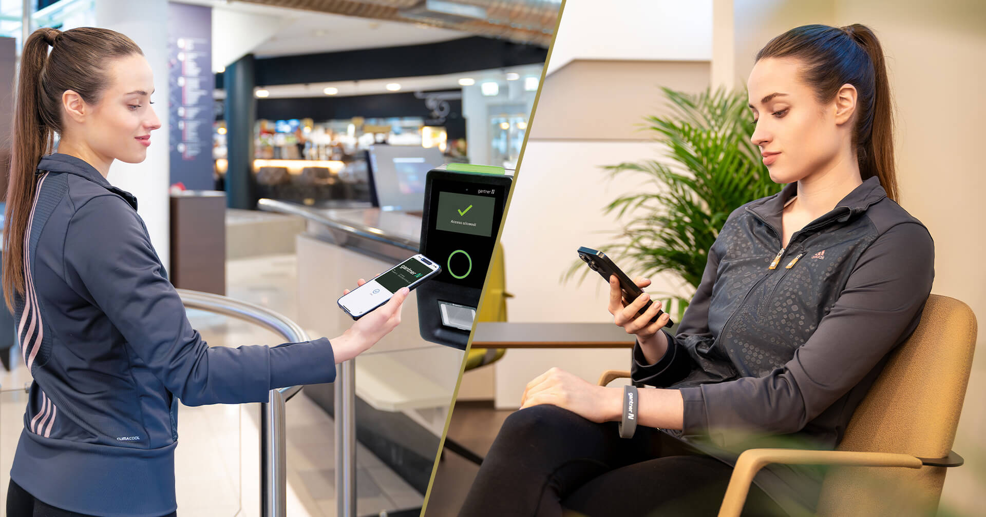 Fitnessstudiomitglied nutzt den automatisierten Check-in im Fitnessstudio via Smartphone