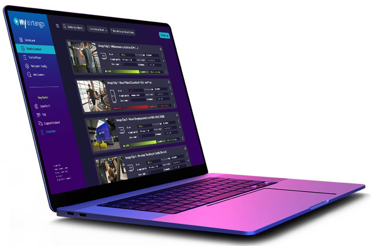 Ein Laptop mit der Plattform myairtango