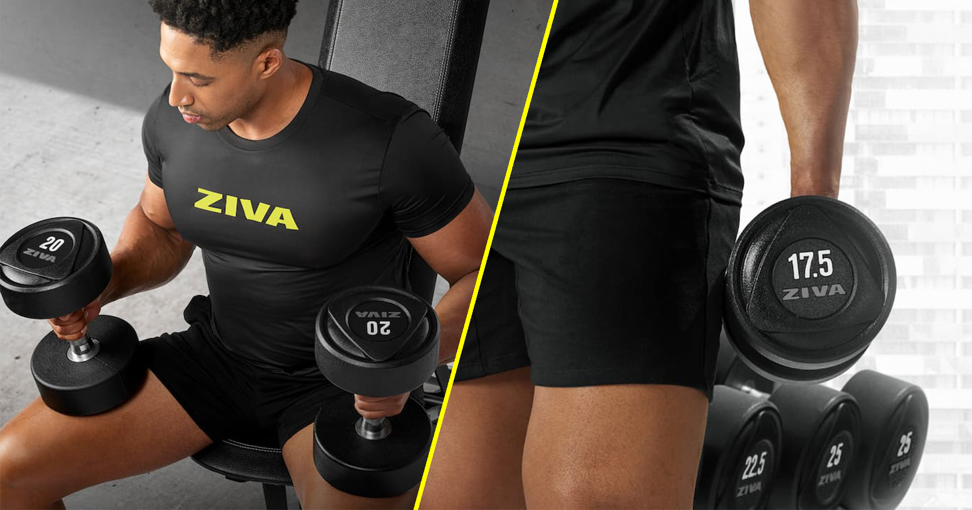 Fitnessstudiomitglied trainiert mit Hanteln von ZIVA