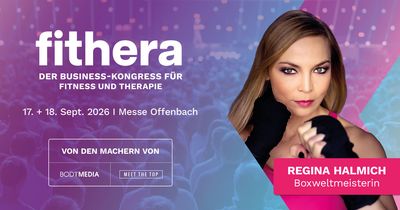 Die fithera 2026 holt eine wahre Powerfrau und eine der erfolgreichsten Sportlerinnen Deutschlands auf die Main Stage des Business-Kongresses: Regina Halmich. Der Business-Kongress findet am 17. und 18. September 2026 statt und richtet sich an Betreiber und Führungskräfte aus der Fitness- und Therapiebranche.