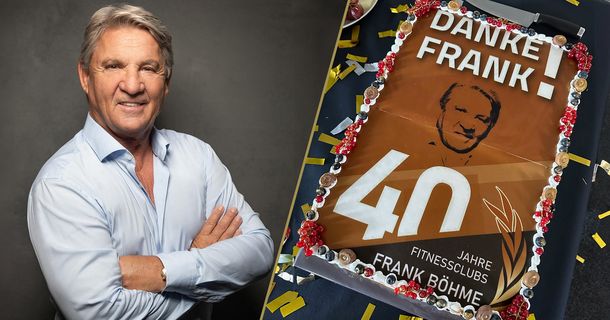 Frank Böhme, daneben ein Kuchen mit der Aufschrift DANKE FRANK