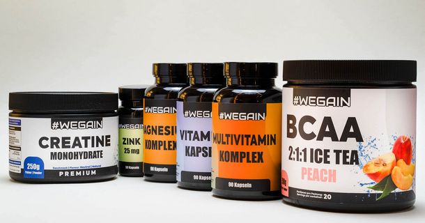 Ab sofort bietet das Wegain Produkte wie Creatin, BCAA-Pulver, Magnesium und weitere Nahrungsergänzungsmittel an.