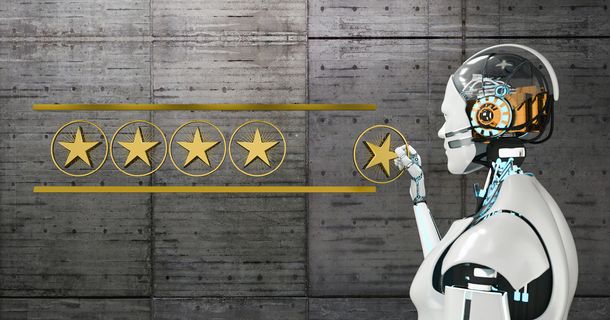 Roboter fügt Sterne einer Wand hinzu