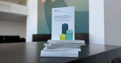 Ein Stapel mit Büchern der das Statistische Jahrbuch zur gesundheitsfachberuflichen Lage in Deutschland 2026, herausgegeben von der opta data Zukunftsstiftung