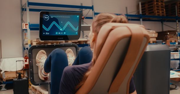 Fitnessstudiomitglied trainiert an einem milon-Gerät