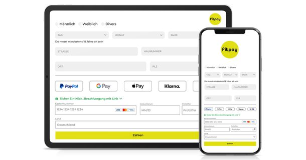 Mockup der Zahlungslösung für Fitnessstudios fitpay von SANTANA