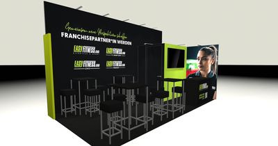 3D-Entwurf vom EASYFITNESS-Messestand