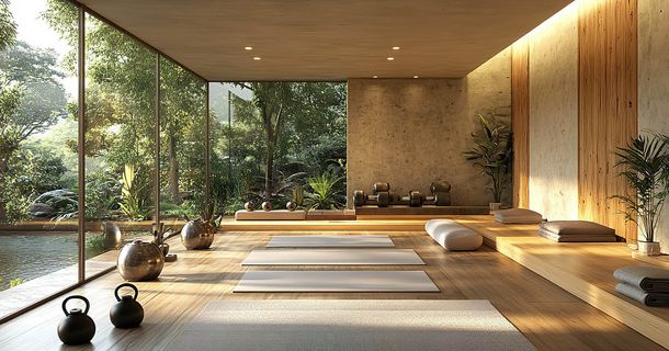 Wellnessbereich mit großer Fensterfront