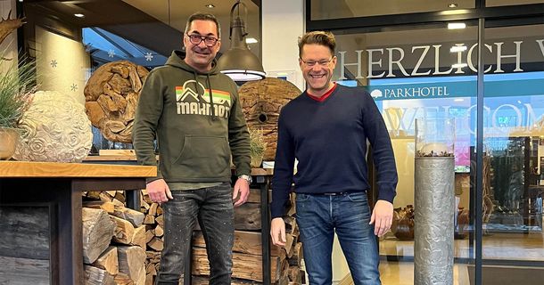 Sven Stiel vom Verband für Rehabilitations- und Gesundheitssport (VfRG e.V.) und Roland Jentschura von der Jentschura International GmbH 