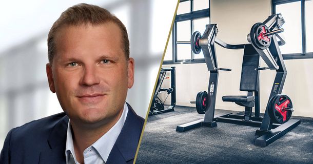 Michael Bülter und ein Dyaco Fitnessgerät
