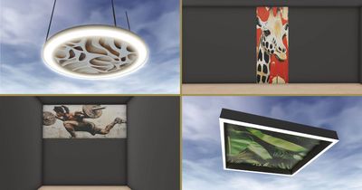 Collage von Wandgestaltung und verschiedener Leuchten
