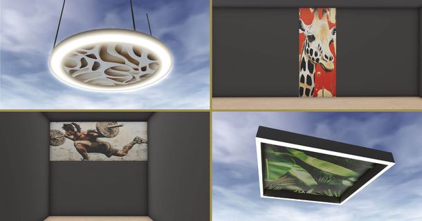 Collage von Wandgestaltung und verschiedener Leuchten