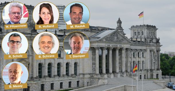 Collage aus Bundestag und dem Cardiobereich eines Fitnessstudios