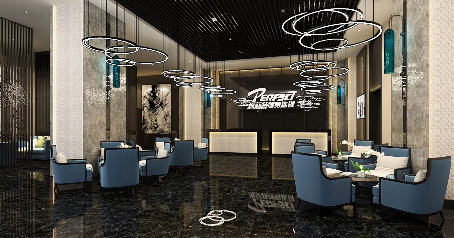 Lounge in einem chinesischen Fitnessstudio