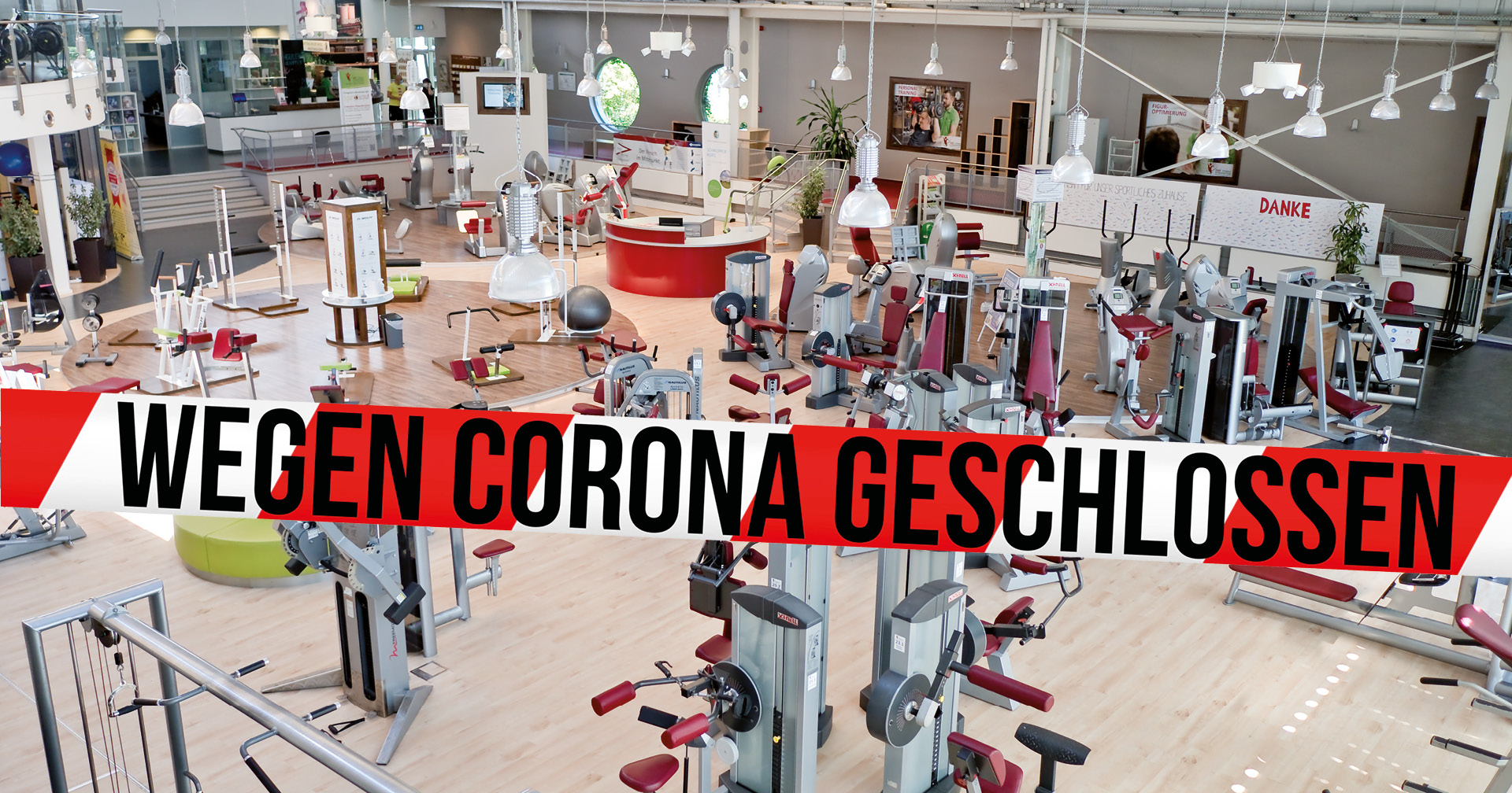 Wegen Corona geschlossenes Fitnessstudio