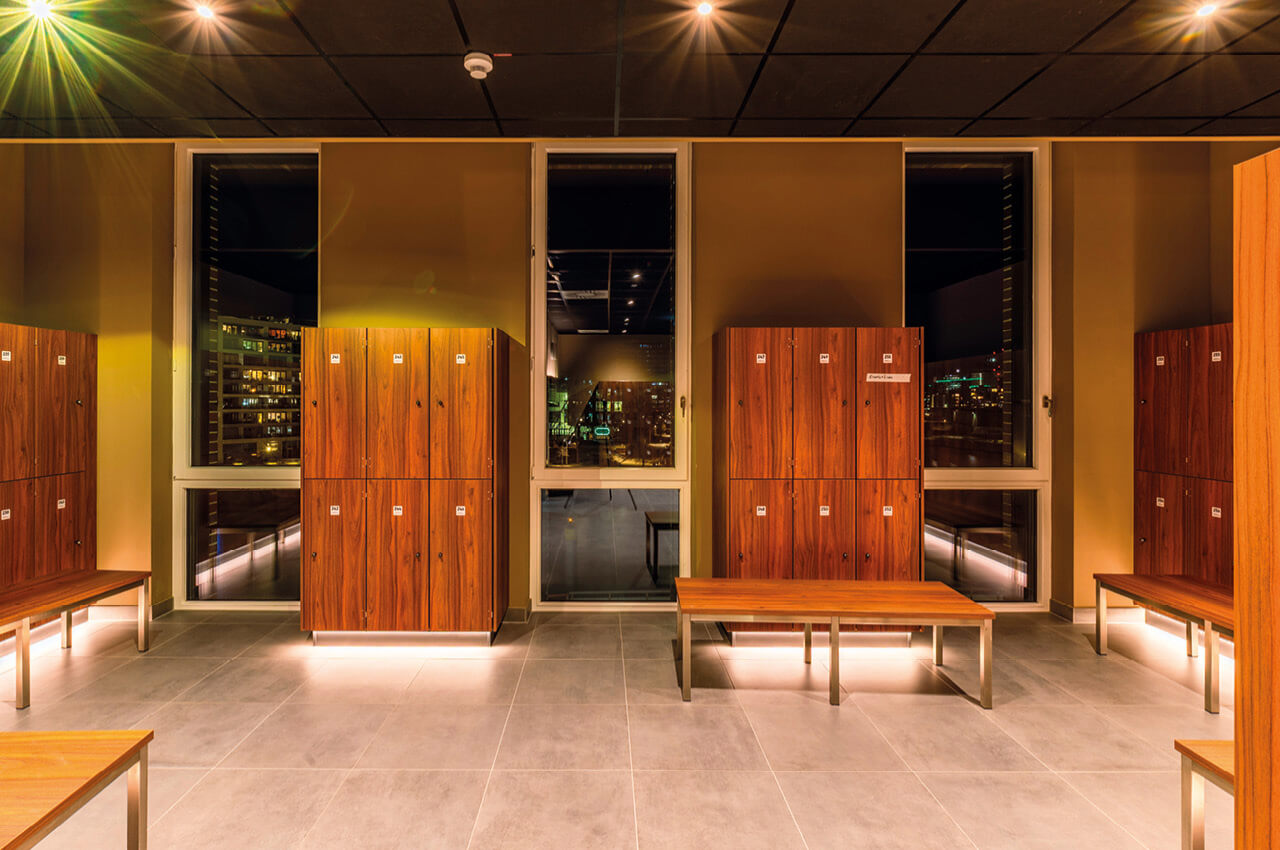 Die Umkleide im Sports Club im Westfield-Überseequartier