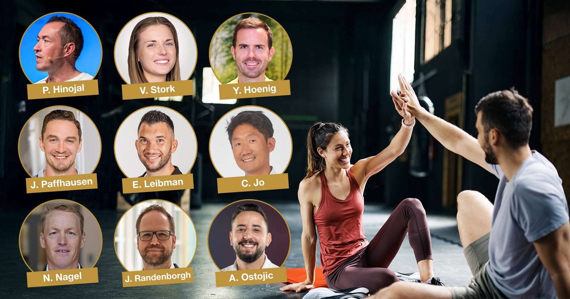 Zwei Fitnessstudiomitglieder beim High-Five