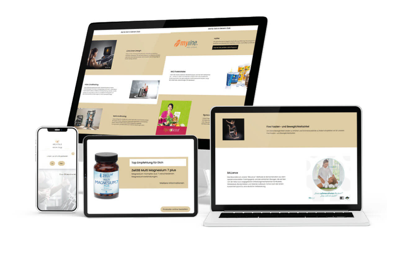 Laptop und Tablet sowie Smartphone mit Health Apps