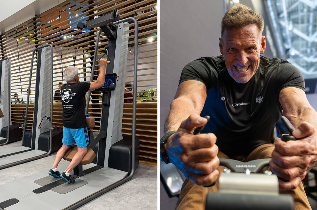 Senior beim Krafttraining und auch Ralf Moeller hat von seinen Muskeln nichts eingebüßt durch eisernes Training