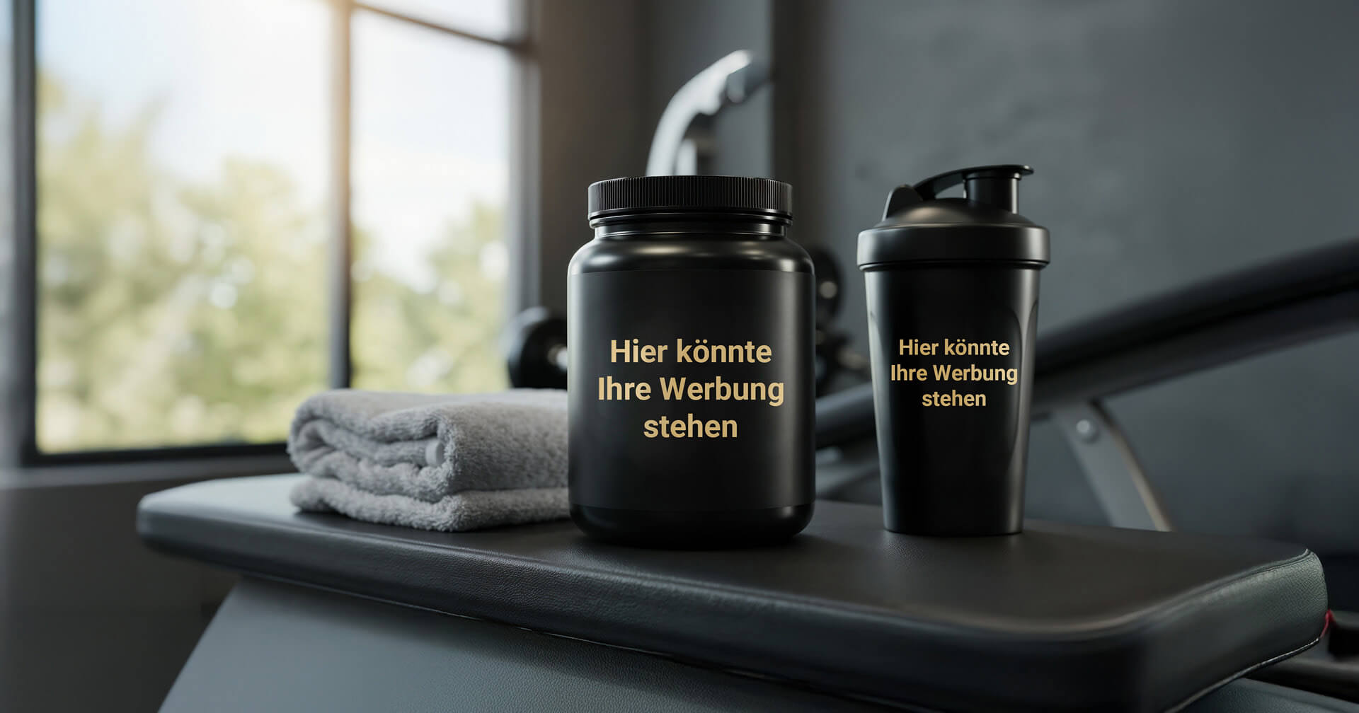 Werbeartikel in einem Fitnessstudio