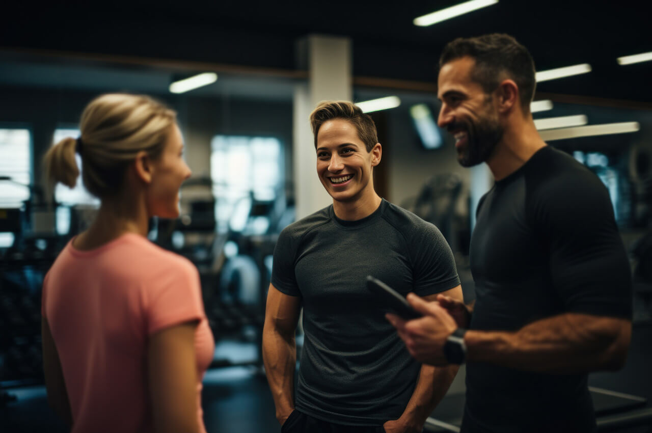Gespr&auml;chssituation in einem Gym