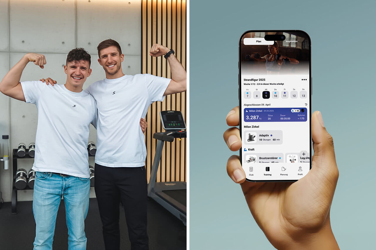 Dominik Elbl (links im Bild) ist CEO und Patrick Elbl ist CPO des Unternehmens Dominik Elbl und Patrick Elbl sowie die Member-App SPORTABLE