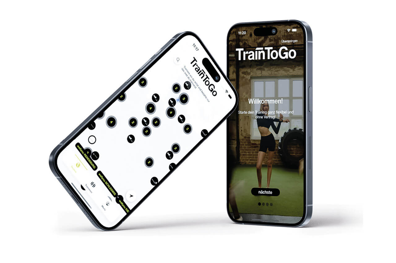 Die Gym App GmbH bietet disruptive Softwarelösungen für die Fitnessbranche TrainToGo Mock-Up
